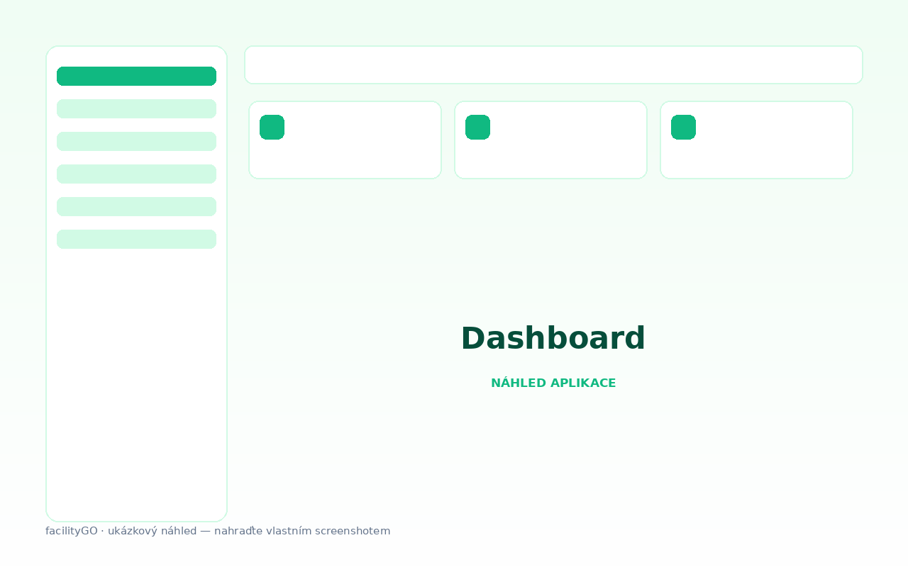 Dashboard facilityGO s přehledem domů, nájemníků a financí